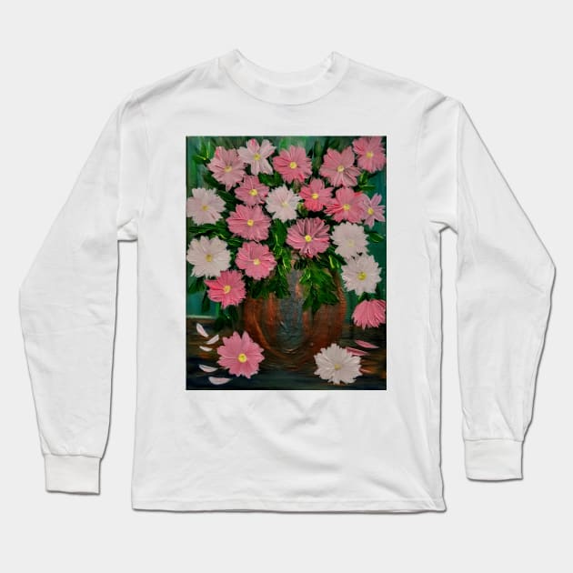 lovely color combination in this bouquet of flowers in a metallic copper vase Long Sleeve T-Shirt by kkartwork